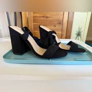Fashion Nova Black Suede Tie-Up Block Heels